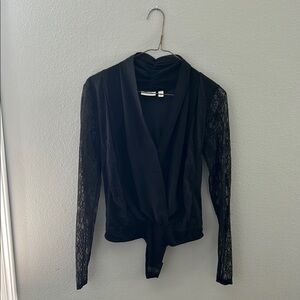 Eva Mendes Black Long Sleeve Wrap Blouse